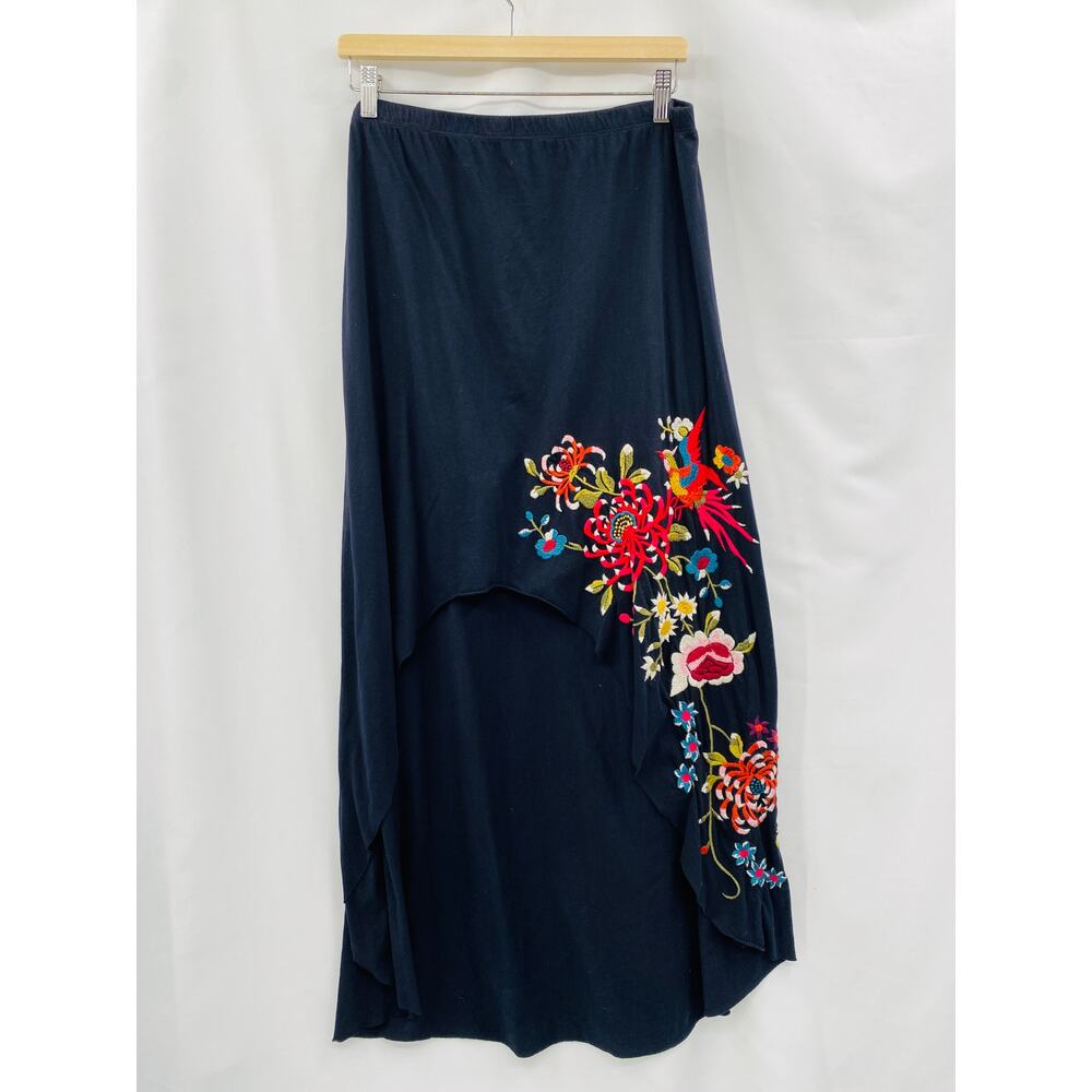 Johnny Was M black Hi-Low Floral Embroidered Skirt - Picture 1 of 4
